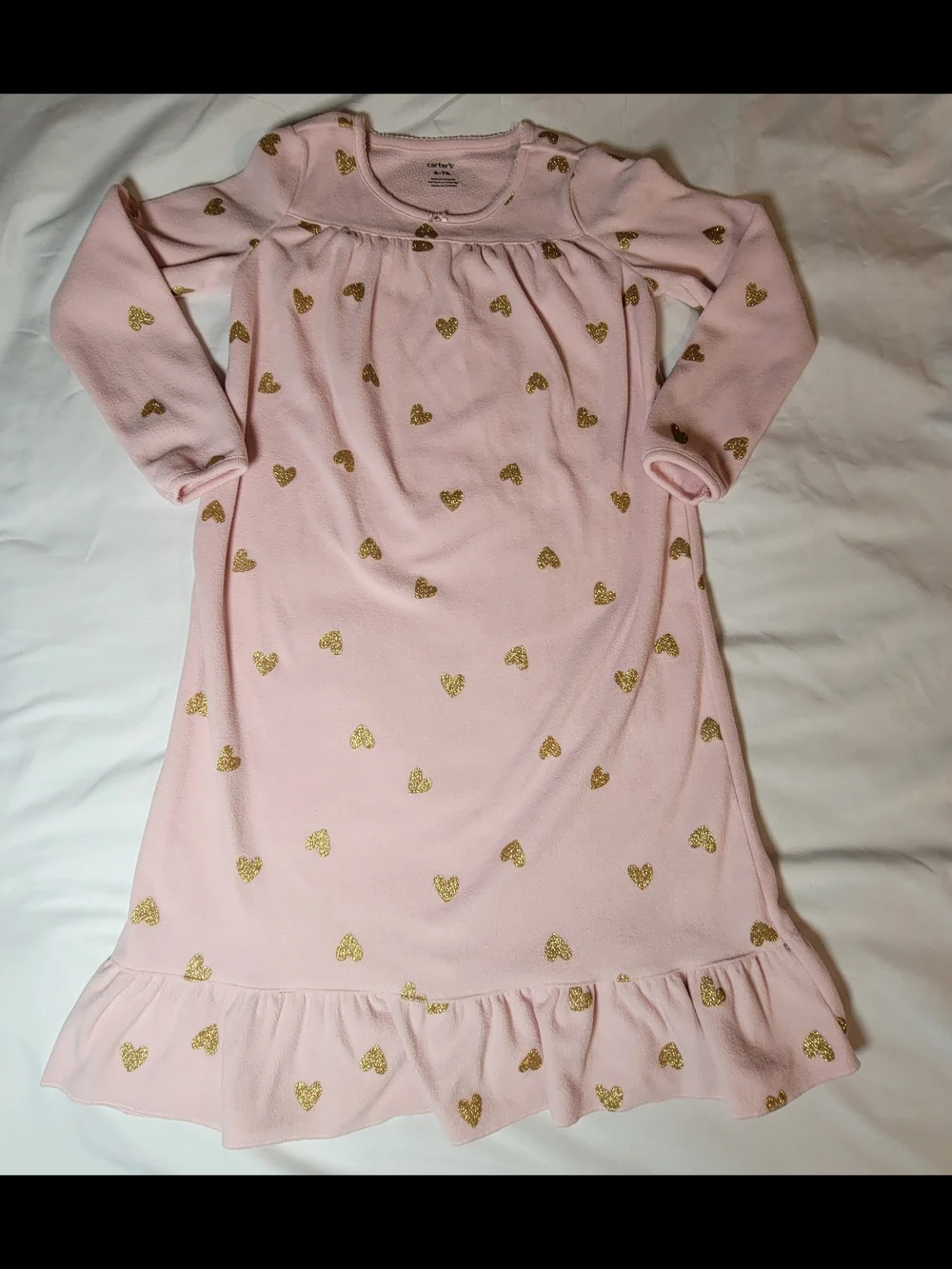 Carter's Pink Nightgown with Gold Heart Print